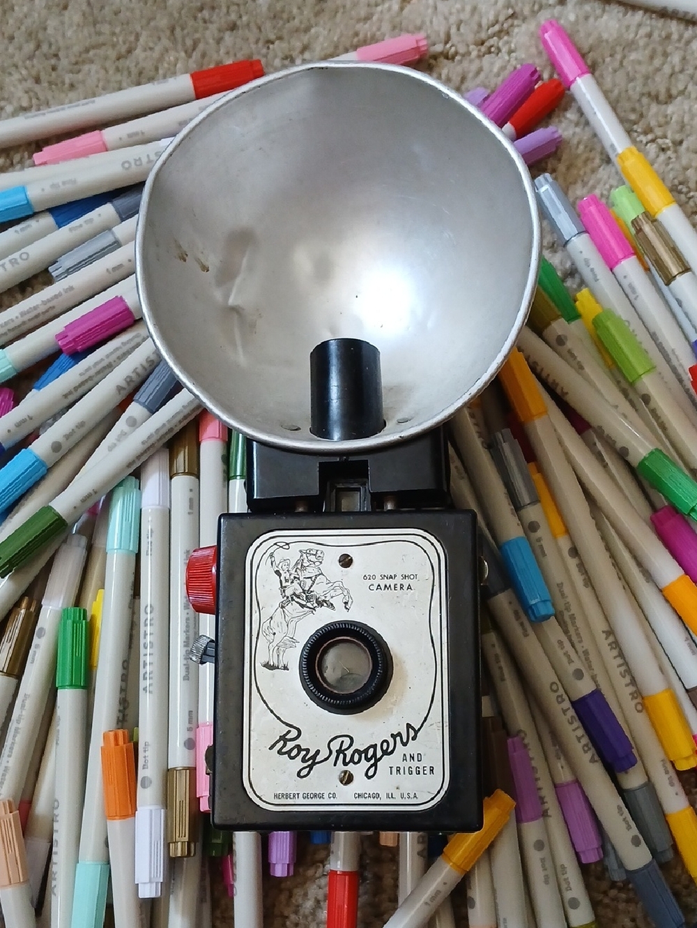 Roy Rogers Black Toy Camera with Silver Flash Reflector